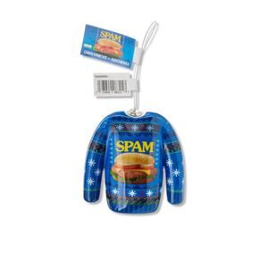 Hormel Spam Decoupage Ugly Sweater Ornament 3.5 inches Tall Faux Food Christmas